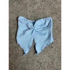 SHEIN Blue Ribbed Twist Front Handkerchief Hem Tube Top Petite XXS picture