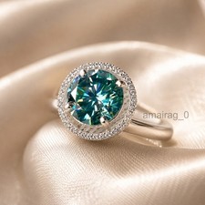 3.90 Carat Blue Treated Diamond Ring VVS1 - 925 Sterling Silver Certified picture