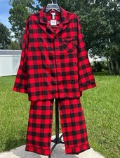 NWT WonderShop Men's red check pajama set XL Red Black Pockets Drawstring  picture