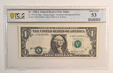 1981A $1 Federal Reserve Note PCGS AU53 Overprint Misalignment ERROR Dallas picture