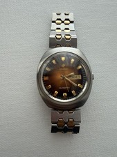 Zodiac Automatic Vintage Root Beer Metallic Swiss Made Day Date Watch 2 Tone 17j picture