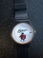 Chicago Bears NFL, Bulova Date Sports Lady Unworn Vintage Watch, Black Band $89 picture