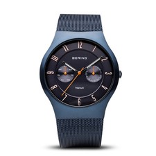 Bering Time Titanium Brushed Blue Case with Blue Strap Men's Watch. 11939-393 picture