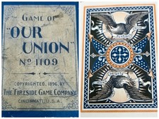 Antique RARE Fireside Game Co 'Our Union' Geography Game 1896 52/52+EC Deck 2 picture