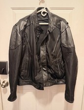 Men’s Size 40 Black Genuine Leather Textile Motorcycle Jacket Biker Riding Coat picture