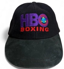 Vintage HBO Boxing Roots Cap Adjustable Black Wool Suede Canada Strap Back 90s picture