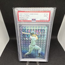 Topps Finest 1997 Tim Salmon Power Embossed Refractor #144 PSA 9 picture