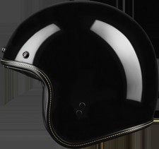 Highway 21 .38 Retro Three-Quarter Open Face Motorcycle Helmet Gloss Black Large picture