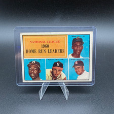 1961 Topps #43 NL Home Run Leaders Hank Aaron Ernie Banks Eddie Mathews VG-EX picture