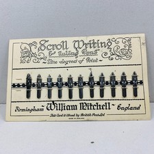 Antique William Mitchell Scroll Writing Calligraphy Nibs Display Card England picture