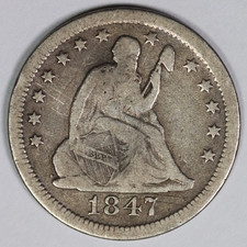 1847-O 25C Silver Seated Liberty Quarter Dollar US Coin picture