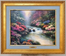 Thomas Kinkade Beside Still Waters AP #53/400 Canvas Hand Signed COA Framed picture