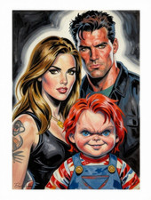 Illustration Art Man & Woman And Chuck Portrait 8x10 Print People Theme WallArt picture