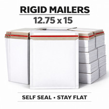 12.75 x 15 Rigid Photo White Cardboard Mailer, Self-Seal Tear Tab picture