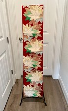 ANTIQUE JAPANESE FUKURO SILK OBI BEAUTIFUL & COLORFUL MAPLE LEAVES PATTERN  picture