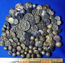 Antique Victorian Metal Button Lot (100) - Ornate Picture Filigree Twinkle picture