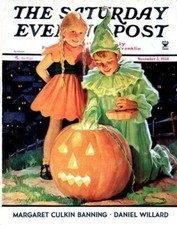 Vintage Saturday Evening Post 1934 Halloween Cover Poster Print 17x12 picture