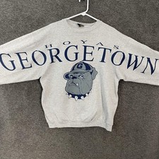 VTG Georgetown Hoyas Sweatshirt Mens XL Gray NCAA Basketball Bulldog Graphic picture
