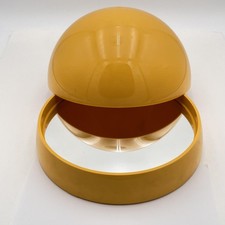 Vintage Danish Modern Yellow Dome Lidded Bowl Mirrored Tray Denmark picture