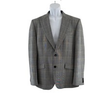 Express Suit Jacket Mens 40R Gray Plaid Wool Blend Extra Slim Stretch Business picture
