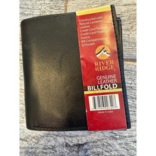 River Ridge Billfold Wallet Mens Black Lambskin Leather Bifold Gift Idea NWT picture