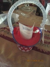 FENTON Patriotic Art Glass Stars & Stripes Basket 2001 Red White Blue NWOB picture