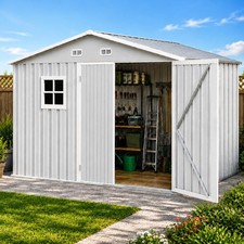 8x10 FT Outdoor Metal Storage Shed with Window,Lockable Metal Garden Tool Shed picture