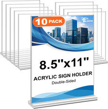 Acrylic Sign Holder 8.5 x 11, 10 Pack Double-Sided Stand up Table Top Sign picture