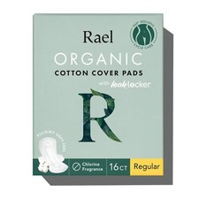 Rael Organic Cotton Cover Sanitary Napkins With Wings, Unscented, Regular Size picture