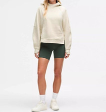 lululemon Scuba Oversized Fleece Hoodie Beige Pockets Side Slits Womens S picture
