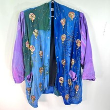 Vintage Zell Ucci Ornate Sequin Jacket XL Purple Rayon Gypsy Hippie BOHO picture