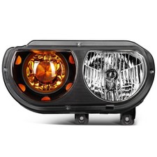 Pair Headlight Assemblies for 2008-2014 Dodge Challenger Black Amber 4806164AJ picture