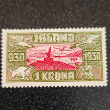 Iceland Scott #C8 1930 1 Króna MLH Cat $52.50 picture