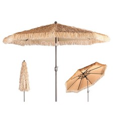 Aoodor 9FT Patio Umbrella Thatched Outdoor Umbrella with Plug Beach Umbrella picture