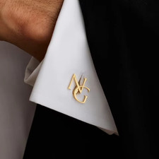 Customized Two Letters Name Initials Cufflinks Pair Jewelry Men Women Silver picture