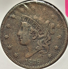 1838 Coronet Head Large Cent - Rough Surface, Nice Details picture