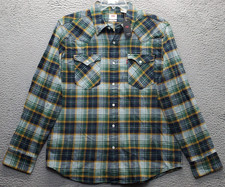 Levi's Western Flannel Shirt Mens L Multi Plaid Classic Standard Fit Pearl Snap picture