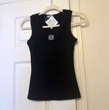 Loewe Black Knit Sleeveless Tank Top Crew Neck Logo Accent Stretch Size S picture