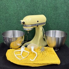 Vintage 1978 KitchenAid Hobart Tilt Head Mixer Harvest Yellow w/ Cover & 2 Bowls picture