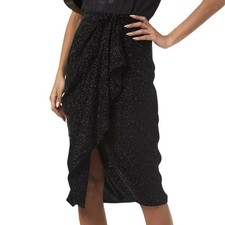$590 ISABEL MARANT ETOILE BLACK SPARKLING DRAPED VELVET MIDI SKIRT FR 40, US 8 picture
