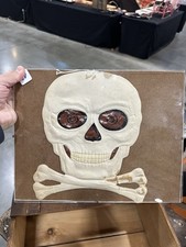 Antique Vintage Halloween German Embossed Skull Die Cut Decoration 1920s picture
