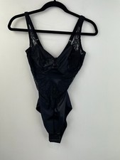 Vtg Bali 36D Lingerie Teddy Black Lace Nylon Underwire Womens A4-01 picture