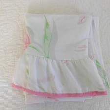 Vintage Full Flat Sheet Ruffle Hem Vintage Floral Cottage Shabby Chic picture