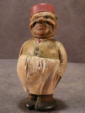 Antique 19c German H PAINTED ANRI Wood Carving Bottle Stopper Barware Italy Cork picture