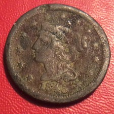 1845 BRAIDED HAIR LARGE CENT BENT  I-968 picture