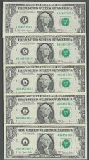 (5) Semi-Sequential INK SMEAR ERRORS 1977A $1 UNC BOSTON Federal Reserve Notes picture