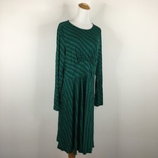 NWT BODEN Green Dark Blue Print Waist Detail Pockets Maxi Dress Womens sz 14R picture