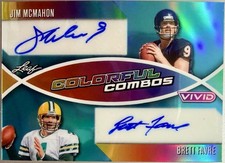 2025 LEAF VIVID ~ JIM MCMAHON / BRETT FAVRE ~ COLORFUL COMBOS ~ #'D 1/1 ~ AUTO picture