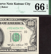 1985 $100 KANSAS CITY * STAR * ⭐️ FRN. PMG GEM Uncirculated 66 EPQ Banknote. picture