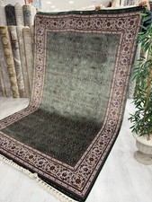 7x10 Silk Area Rug Turkish Style Green Oriental Luxury Handmade Fringe picture
